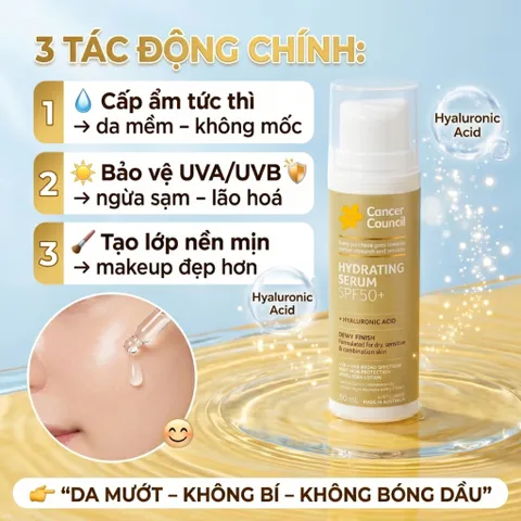 Serum Chống Nắng Cancer Council Hydrating Serum SPF50+ 50ml Cấp Ẩm Siêu Nhẹ Không Bí Da 656740