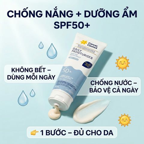 Kem Chống Nắng Dưỡng Ẩm Cancer Council Daily Moisturiser SPF50+ 75ml Thấm Nhanh Không Nhờn 656744