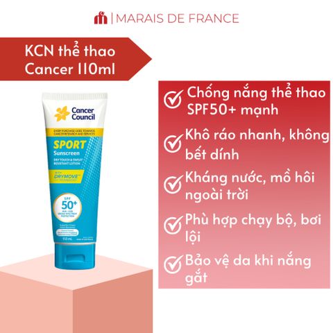 Kem Chống Nắng Thể Thao SPF50+ Cancer Council Sport 110ml Khô Ráo Chống Nước Ngoài Trời Kháng Mồ Hôi 656748