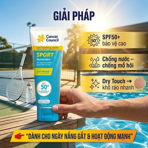 Kem Chống Nắng Thể Thao SPF50+ Cancer Council Sport 110ml Khô Ráo Chống Nước Ngoài Trời Kháng Mồ Hôi 656748
