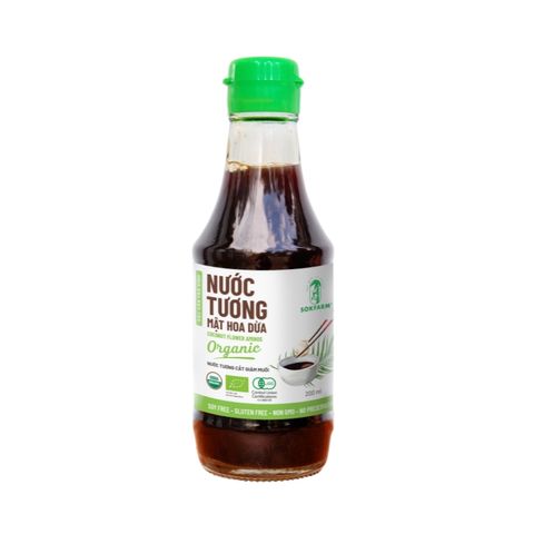 Nước Tương Mật Hoa Dừa Organic Sokfarm 200ml - Ít Muối, Không Đậu Nành, Sản Phẩm Hữu Cơ Tự Nhiên, Gia Vị UMAMI Thơm Ngon