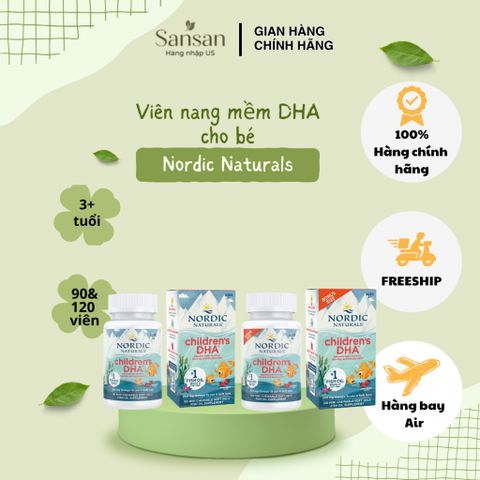 TPBVSK Viên nhai Nordic Naturals Children's DHA vị dâu 90 viên & 120 viên cho bé 3+ tuổi - Nội địa Mỹ