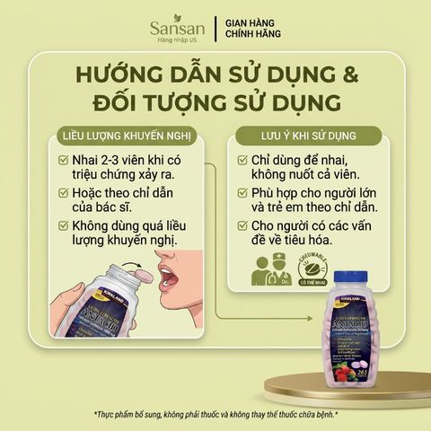 Kẹo nhai Antacid Kirkland Signature hương vị quả mọng  265 viên - Nội địa Mỹ