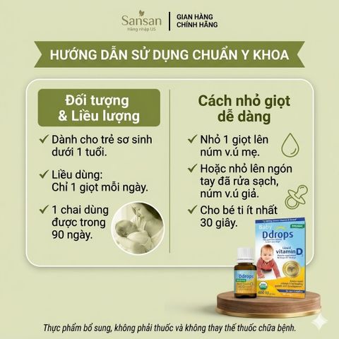 TPBVSK Vitamin D Baby Ddrops cho bé 0-12 tháng 60 giọt & 90 giọt - Nội địa Mỹ