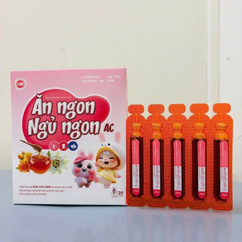 Siro Ăn Ngon Ngủ Ngon AC- Hỗ Trợ Tăng Cường Tiêu Hóa, Giúp Ăn Ngủ Ngon, Hỗ Trợ Tăng Cường Sức Khỏe Cho Trẻ Hộp 20 Ống