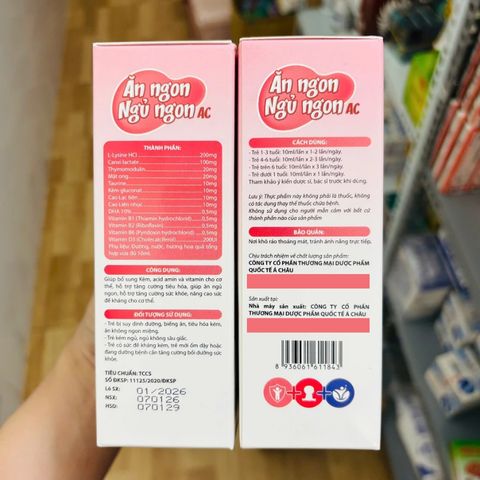 Siro Ăn Ngon Ngủ Ngon AC- Hỗ Trợ Tăng Cường Tiêu Hóa, Giúp Ăn Ngủ Ngon, Hỗ Trợ Tăng Cường Sức Khỏe Cho Trẻ Hộp 20 Ống