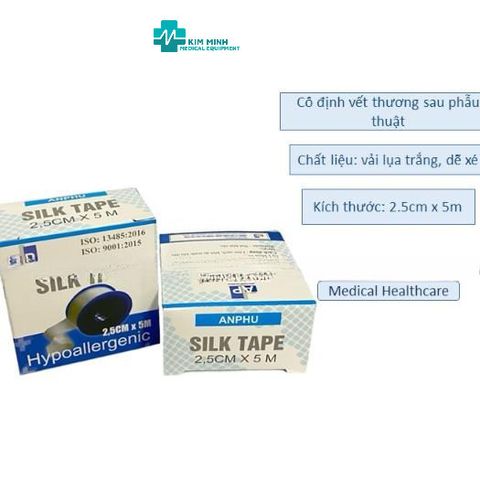 Băng keo lụa An Phú 2,5cm x 5m băng vết thương sau phẫu thuật sx tại Việt Nam- 1 CUỘN
