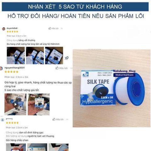 Băng keo lụa An Phú 2,5cm x 5m băng vết thương sau phẫu thuật sx tại Việt Nam- 1 CUỘN