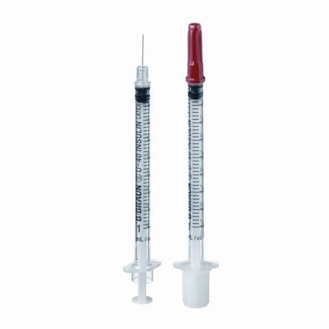 [HỘP 100] Bơm Tiêm Insulin, Kim Chích Tiểu Đường B Braun Omnican U40 | Kim đầu đỏ