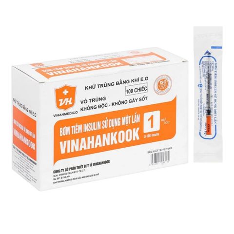 Hộp 100 cây kim chích tiểu đường Vinahankook 1cc (30gx1/2)