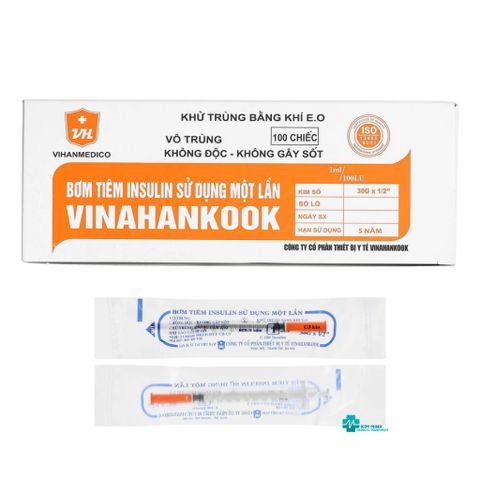 Hộp 100 cây kim chích tiểu đường Vinahankook 1cc (30gx1/2)