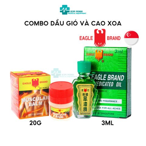[Chính Hãng Singapore] Combo Dầu Gió Xanh Con Ó Eagle Brand 3ml và cao xoa Muscular balm 20g
