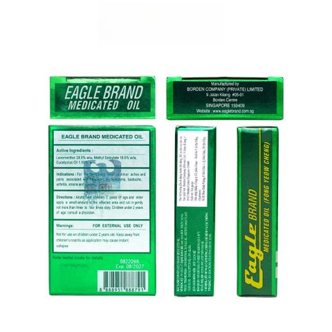 [Chính Hãng Singapore] Combo Dầu Gió Xanh Con Ó Eagle Brand 3ml và cao xoa Muscular balm 20g