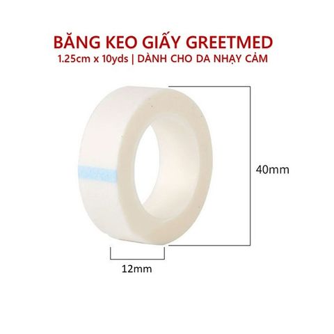 Hộp 24 cuộn Băng keo giấy Greetmed 1.25cmx10yds dùng cố định băng gạc kim truyền