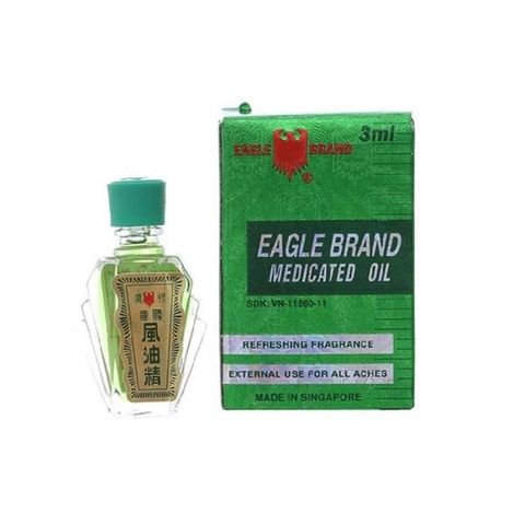 (Nhập khẩu Chính hãng) Dầu gió xanh con ó 3ml - Eagle Brand Medicated Oil, dầu gió singapore