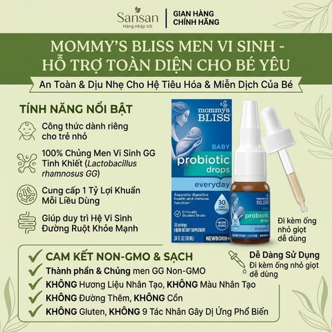 TPBVSK Mommy's Bliss Baby Probiotics Drops với Vitamin D men vi sinh cho bé 10ml - Nội địa Mỹ