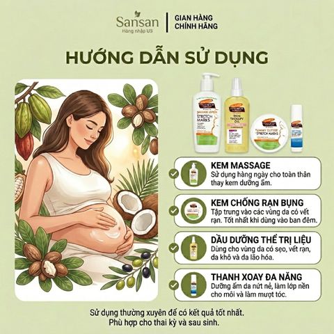 Bộ sản phẩm chăm sóc da trước và sau sinh Palmer's Cocoa Butter 4 món - Nội địa Mỹ