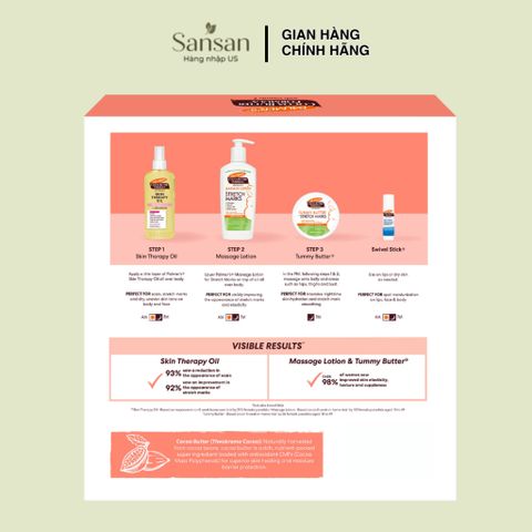 Bộ sản phẩm chăm sóc da trước và sau sinh Palmer's Cocoa Butter 4 món - Nội địa Mỹ
