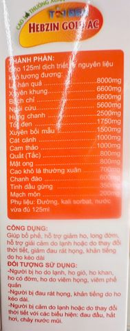cao lá thường xuân tỏi đen HEBZIN GOLD AC  ( hộp 20 gói x10ml) giảm ho, viêm họng