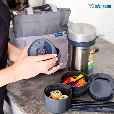 Hộp cơm giữ nhiệt 3 ngăn Zojirushi SL-NC09-ST 0.84L sản xuất tại Thái Lan, bảo hành giữ nhiệt 1 năm
