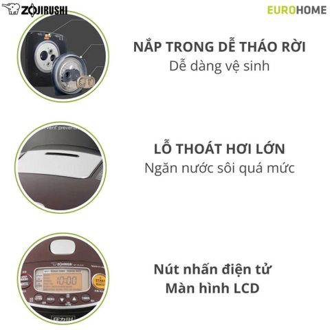 Nồi Cơm Điện Áp Suất Cao Tần Zojirushi 0.5 Lít, Bảo Hành 3 Năm Chính Hãng - NP-RLQ05-TD