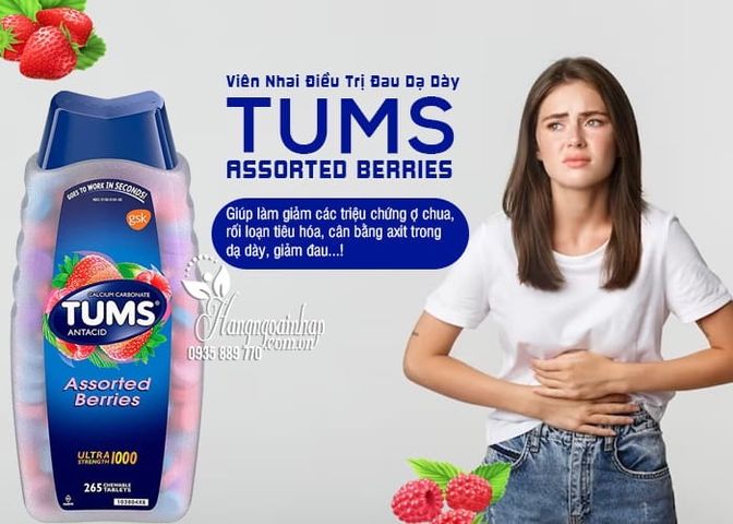 Viên Nhai Tums Antacid 265 viên - Giảm ợ nóng, ợ chua trung hoà acid, Hỗ trợ tiêu hoá