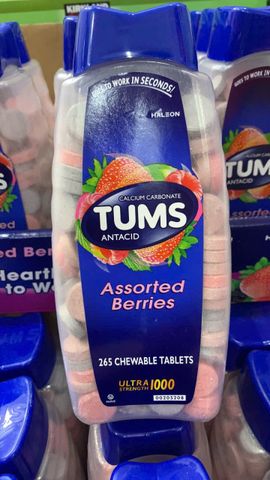 Viên Nhai Tums Antacid 265 viên - Giảm ợ nóng, ợ chua trung hoà acid, Hỗ trợ tiêu hoá