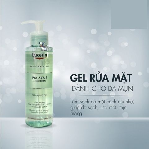 Eucerin Gel Rửa Mặt Cho Da Nhờn Mụn ProAcne Solution Cleansing Gel 400ml