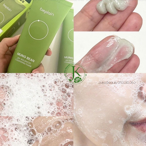 (Cao cấp) Sữa Rửa Mặt Đậu Xanh Cân Bằng Độ PH Beplain Mung Bean PH-Balanced Cleansing Foam 80ml Chính hãng