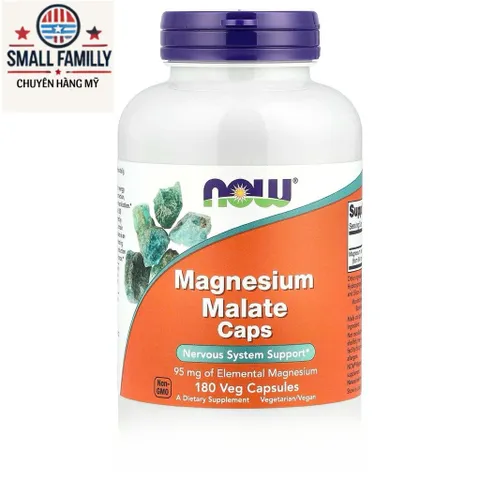 Viên uống bổ sung Magnesium (Magie) Malate 95mg_CAP NOW Mỹ – Tăng Năng Lượng, Giảm Mệt Mỏi, Chuột Rút