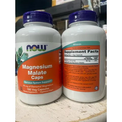 Viên uống bổ sung Magnesium (Magie) Malate 95mg_CAP NOW Mỹ – Tăng Năng Lượng, Giảm Mệt Mỏi, Chuột Rút
