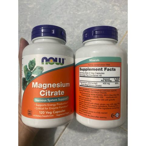 Viên uống NOW Magnesium (magie) Citrate – Hỗ trợ thần kinh, cơ bắp & giấc ngủ