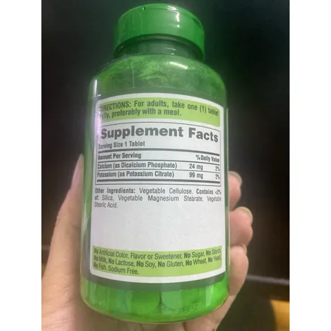 Viên uống bổ sung Kali Potassium citrate 99mg Puritans pride