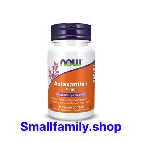 Viên uống ASTAXANTHIN viên chống oxy hoá Trẻ hoá cơ thể chống lão hoá NOW Astaxanthin 4mg