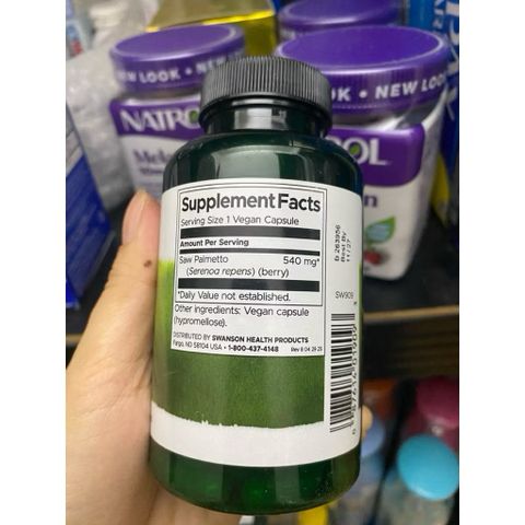 Viên uống Swanson Full Spectrum Saw Palmetto 540mg – Hỗ Trợ Sức Khỏe Tuyến Tiền Liệt