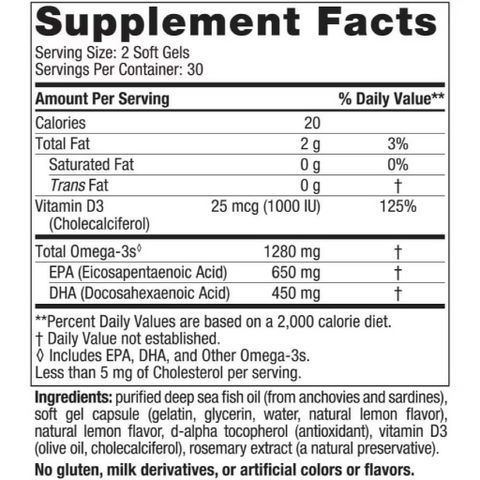Viên uống Nordic Naturals Ultimate Omega-D3 1280mg – 1000IU Vitamin D3