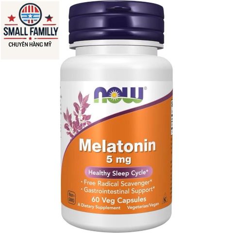 Viên uống bổ sung melatonin 5mg của NOW hỗ trợ và cải thiện giấc ngủ tự nhiên 657740