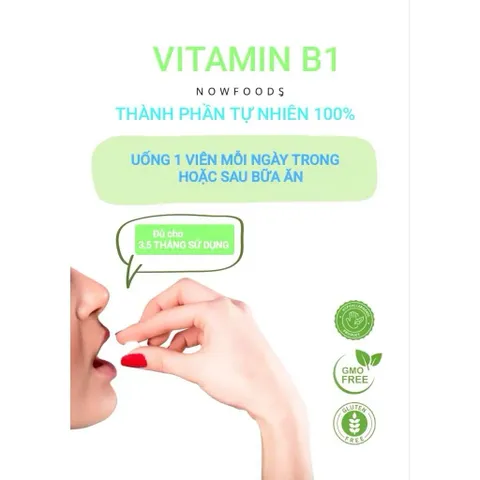 Viên uống NOW Vitamin B1 100mg 100 viên– Hỗ Trợ Thần Kinh & Tăng Cường Năng Lượng