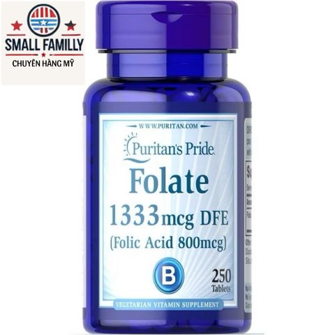 Viên Ngăn Ngừa Thiếu Máu Bổ Sung Folic Acid Puritan’s Pride Folate 666mg 250Viên