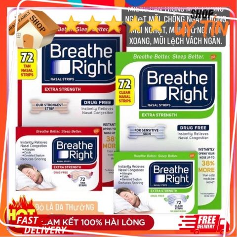[Hàng Mỹ, Date 2029] Miếng dán mũi giảm nghẹt mũi, giảm ngáy (gáy) khi ngủ Breathe Right - Small Family