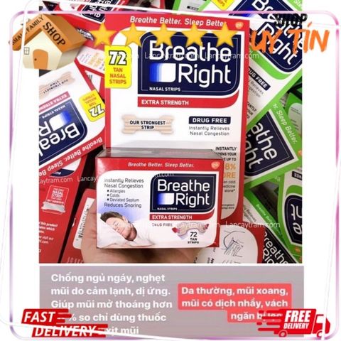 [Hàng Mỹ, Date 2029] Miếng dán mũi giảm nghẹt mũi, giảm ngáy (gáy) khi ngủ Breathe Right - Small Family