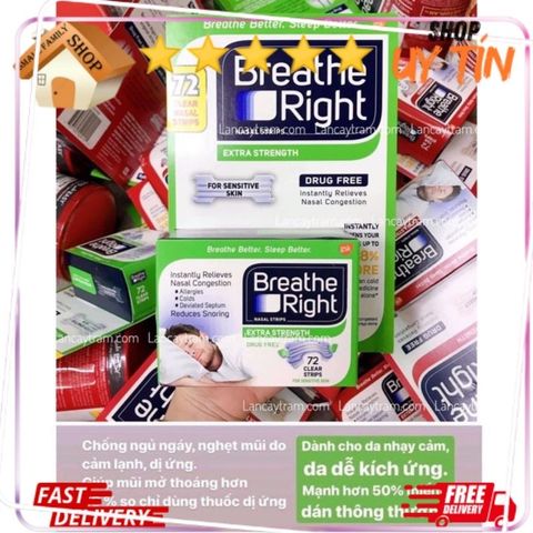 [Hàng Mỹ, Date 2029] Miếng dán mũi giảm nghẹt mũi, giảm ngáy (gáy) khi ngủ Breathe Right - Small Family