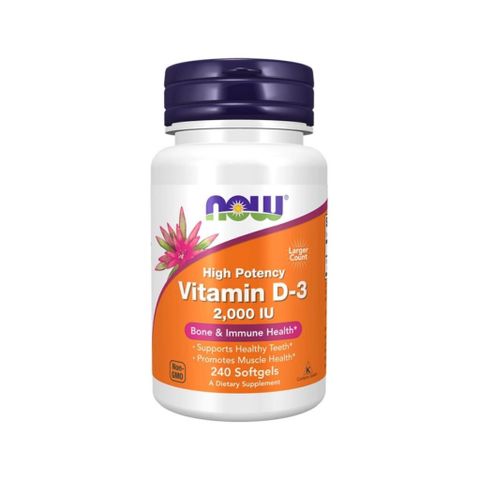 Viên uống NOW Vitamin D-3 2000 IU giúp tăng cường sức đề kháng, miễn dịch, hỗ trợ sức khỏe tim mạch