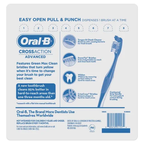 [Hàng Mỹ] Set 08 Bàn Chải Đánh Răng Oral-B CrossAction Advanced Toothbrushes, Max clean - Small Family 657780