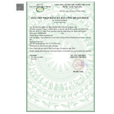 Viên uống tuần hoàn não, bổ não Ginkgo Biloba 120mg Puritan's Pride