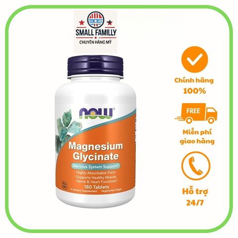 Viên NOW Magnesium Glycinate bổ sung magie hỗ trợ sức khỏe tim mạch, giảm stress