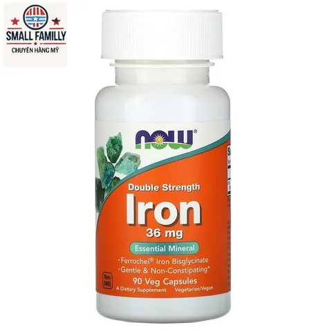 NOW Foods Iron 18mg , 36mg – Viên Uống Bổ Sung Sắt Ferrochel®, Hỗ Trợ Tạo Máu
