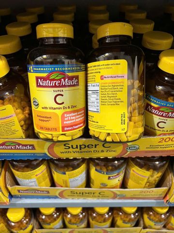 Viên uống Nature Made Super C với Vitamin D3 & Kẽm - Bổ sung miễn dịch, hỗ trợ sức khỏe và làm đẹp da - Hàng Mỹ 200 viên