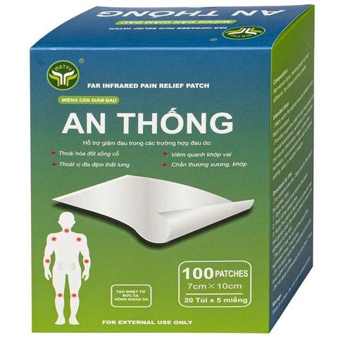 Miếng dán giảm đau An Thống giúp giảm đau cổ, đau mỏi vai gáy, đau lưng (Hộp 100 miếng)