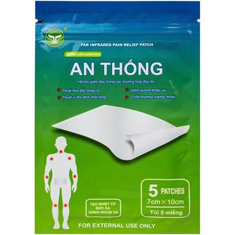 Miếng dán giảm đau An Thống giúp giảm đau cổ, đau mỏi vai gáy, đau lưng (Hộp 100 miếng)